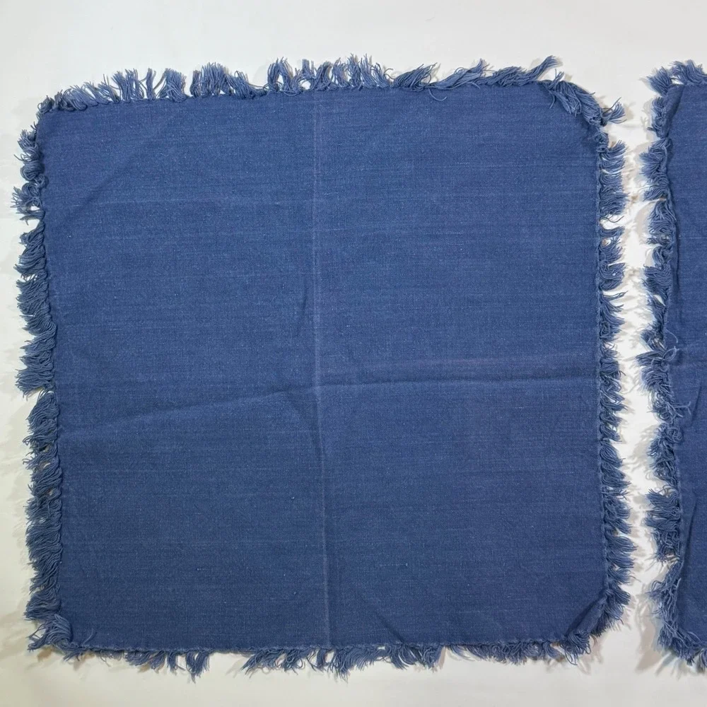 VTG Blue Fringed Cloth Napkins 17